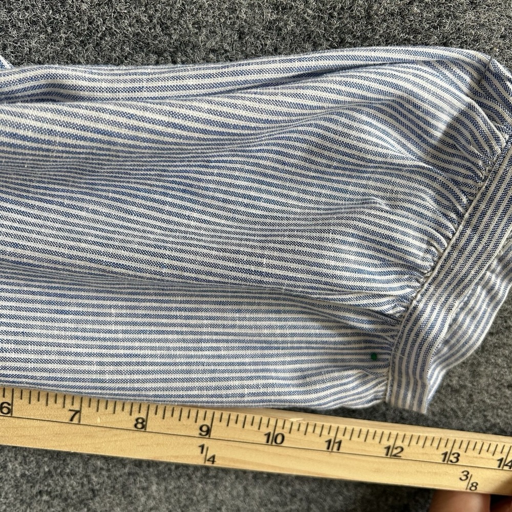 Zara Long Sleeve Linen Blend Dress - Blue White Striped V-Neck  - Womens LARGE - Picture 11 of 14